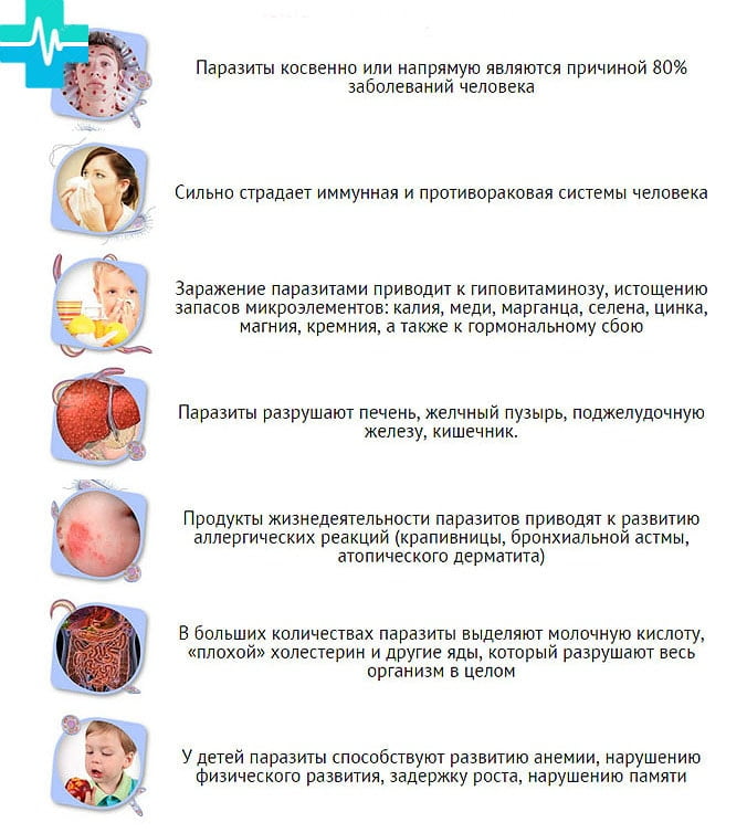 Как проявляется болезнь если есть глисты